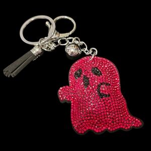 Sparkling Halloween Red Ghost Rhinestone Bag Charm / Keychain